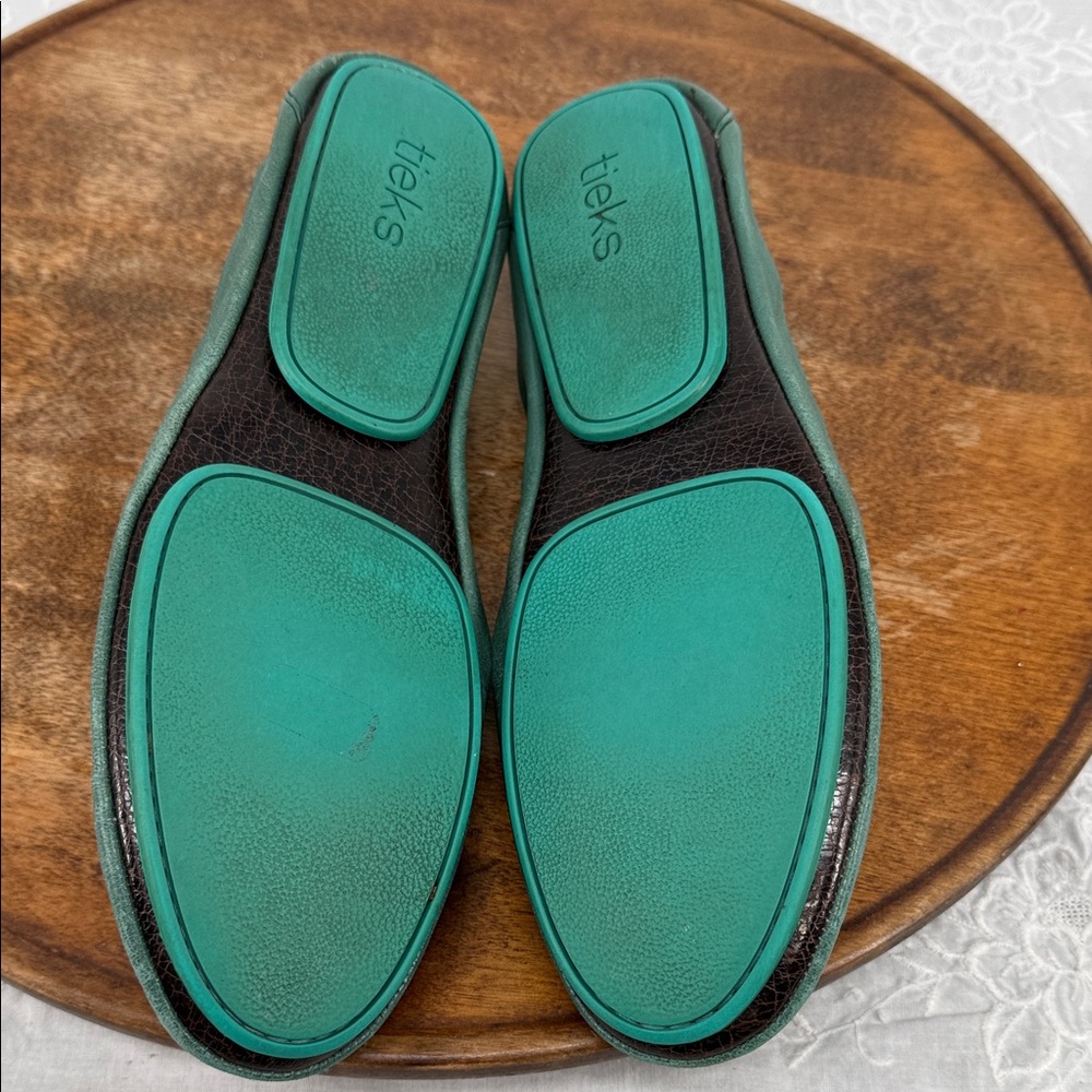 Tieks Shoes Wm 8 Green Leather Flats Foldable Travel Commute Teacher Work - Picture 12 of 14